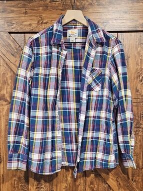 Field & Stream Women's Plaid Button-Down Shirt - Blue, White, Yellow
